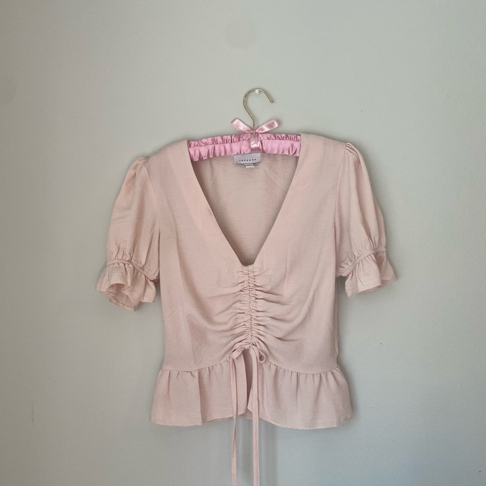 Topshop Light Pink Ruched Blouse